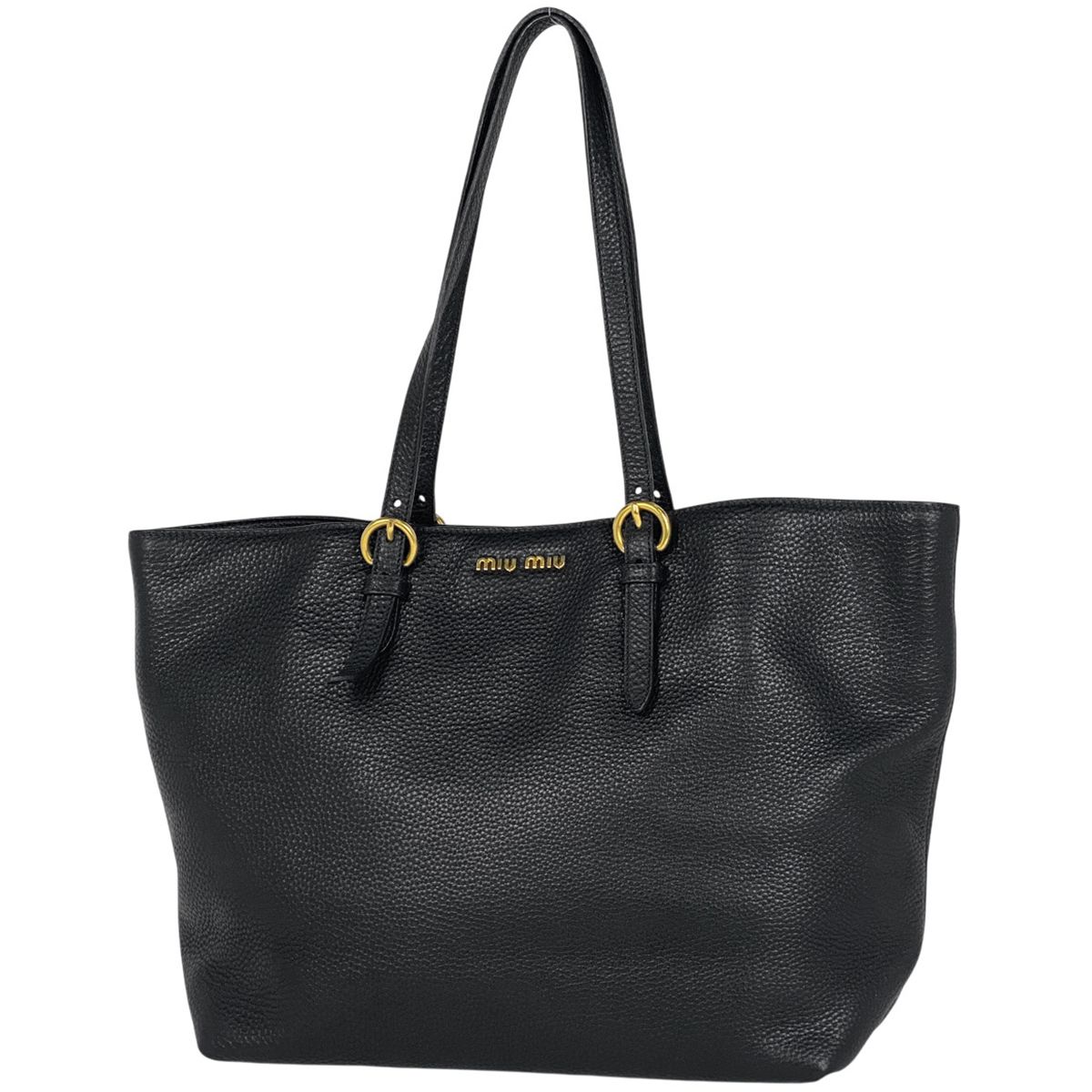 MIU MIU ブラック トートバッグ スタッズ付き miumiu(ミュウミュウ) トートバッグ - 黒 スタッズ レザー miumiu