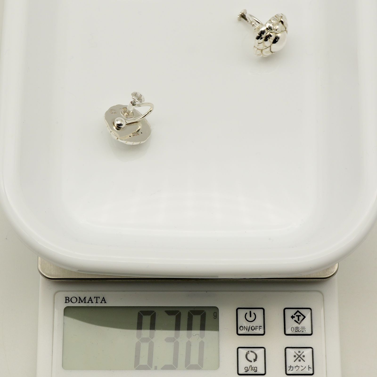 美品 ジョージジェンセン 74 フラワー シルバー イヤリング/24-5455S  