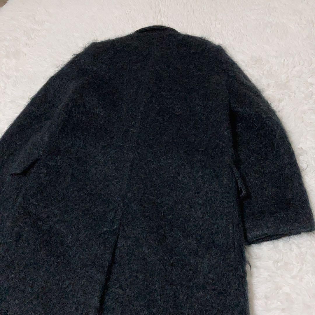 【極美品】HYKE モヘアコート シャギーロングコート ダブル 黒 極美品】HYKE モヘアコート シャギーロングコート ダブル 黒