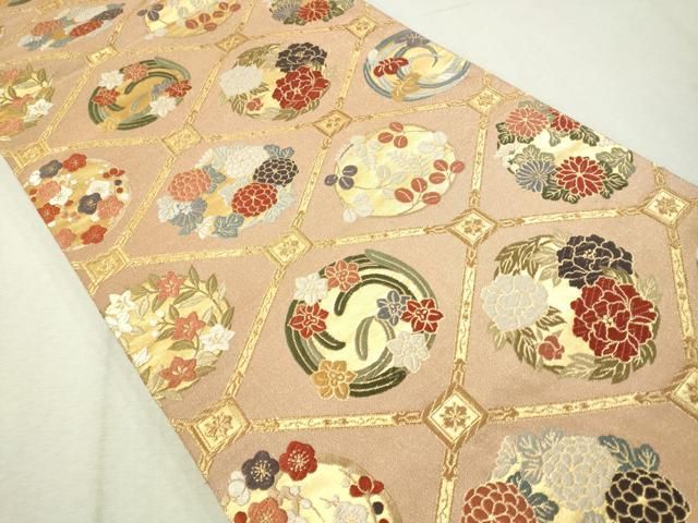 夏帯 青々庵 袋帯 六通柄 正絹 唐織 花文 朝顔 イ5758 袋帯 夏用 絽 花唐草 お太鼓柄 正絹 西陣 日本製 未仕立て 夏帯