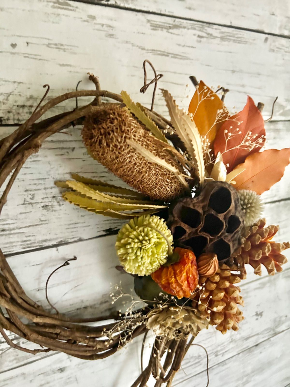 【魔女の棲む森 ～木の実と詩～】ドライフラワー リース ネイティブフラワー 魔女の棲む森～木の実と詩～ ドライフラワー クリスマス リース