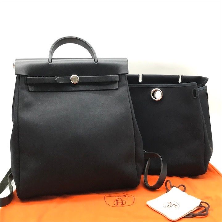 HERMES 箱有HERBAG 2way レザーキャンバスリュック