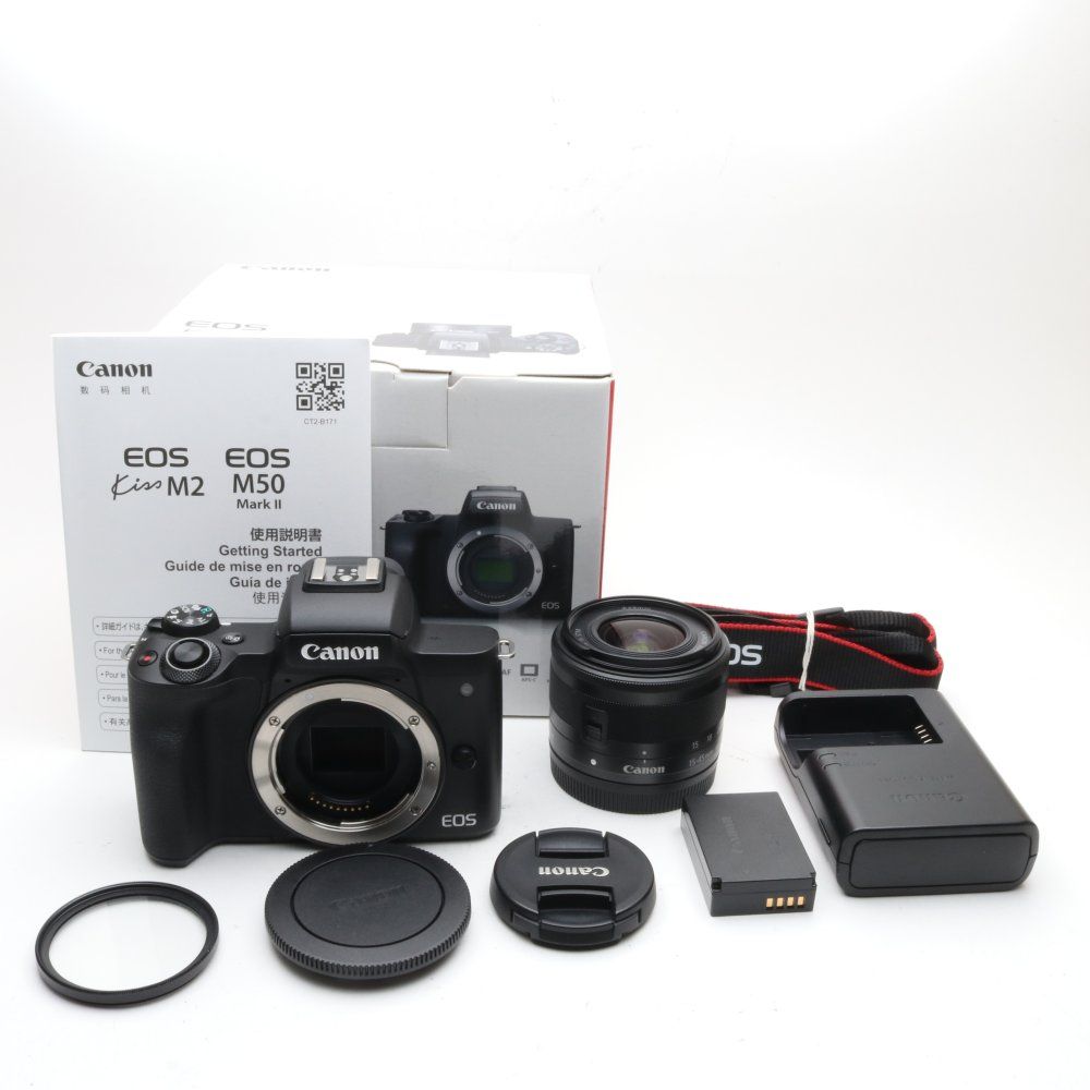 Canon ミラーレス一眼カメラ EOS Kiss M2 標準ズームレンズキット ブラック KISSM2BK-1545