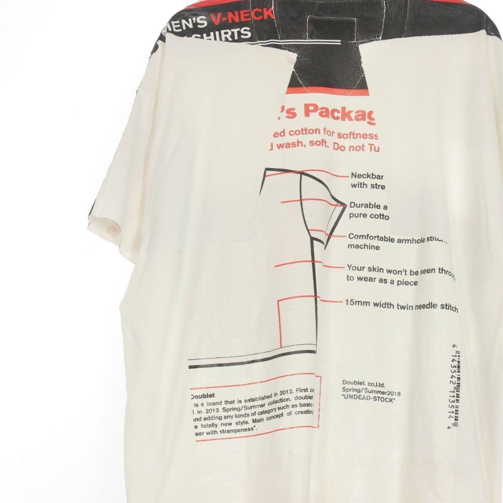 ダブレット doublet DEADSTOCK PACKAGE T-SHIRT Tシャツ カットソー 半袖 M 白 ホワイト18SS24CS97