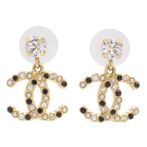 CHANEL シャネル ピアス ココマーク F21B刻印 シルバー ライン