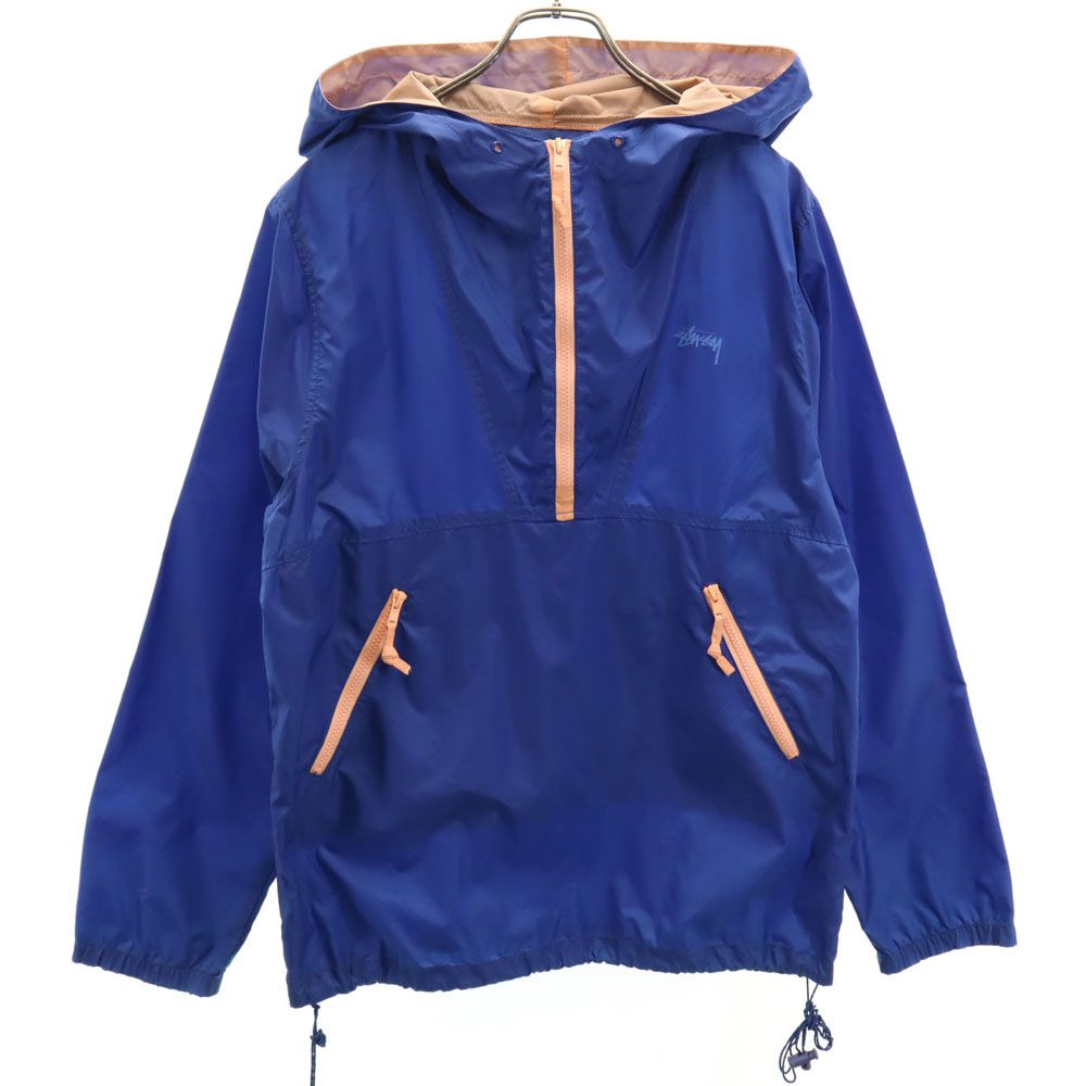 ステューシー ハーフジップ アノラックパーカー M 青紺 STUSSY 