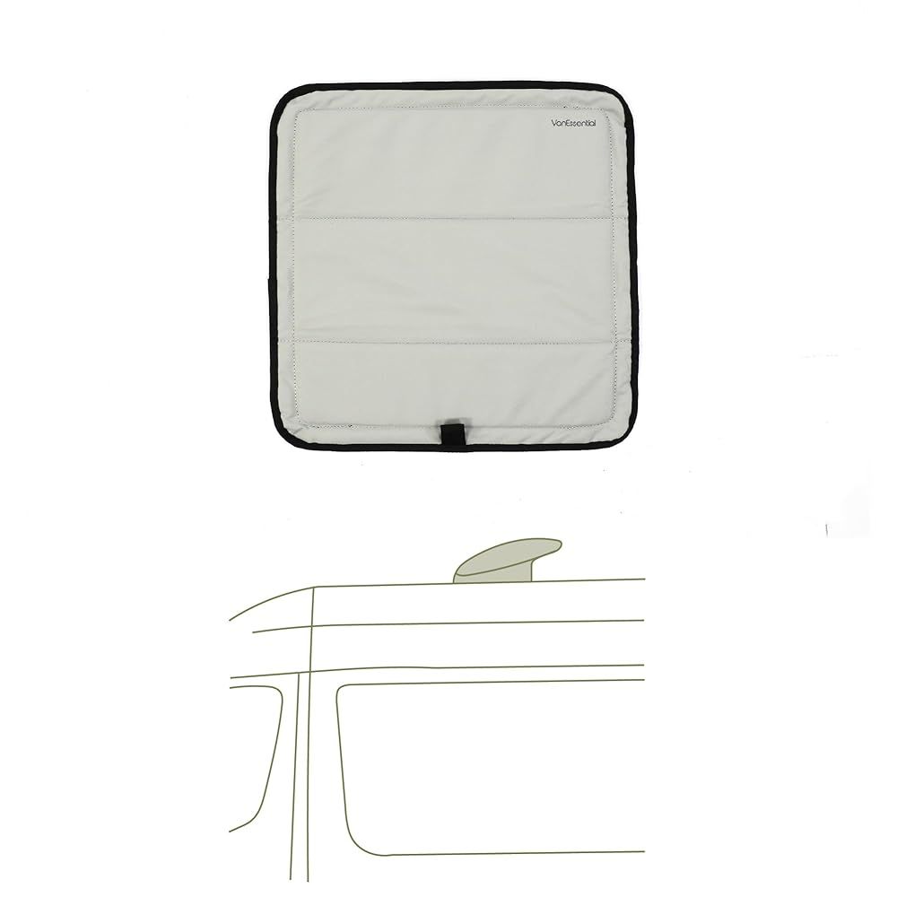 VanEssential 磁気断熱ルーフベントサンカバー MaxxAirファン用 ファンタスティックファン 16.5インチ x 16.5インチ クールグレー