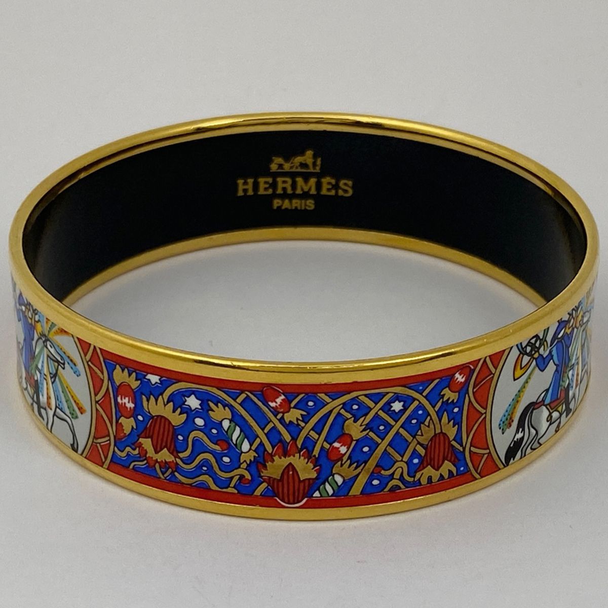 極美品■HERMES ブレスレット バングル エマイユGM ネイビー 七宝 極美品□HERMES ブレスレット バングル エマイユGM ネイビー 七宝