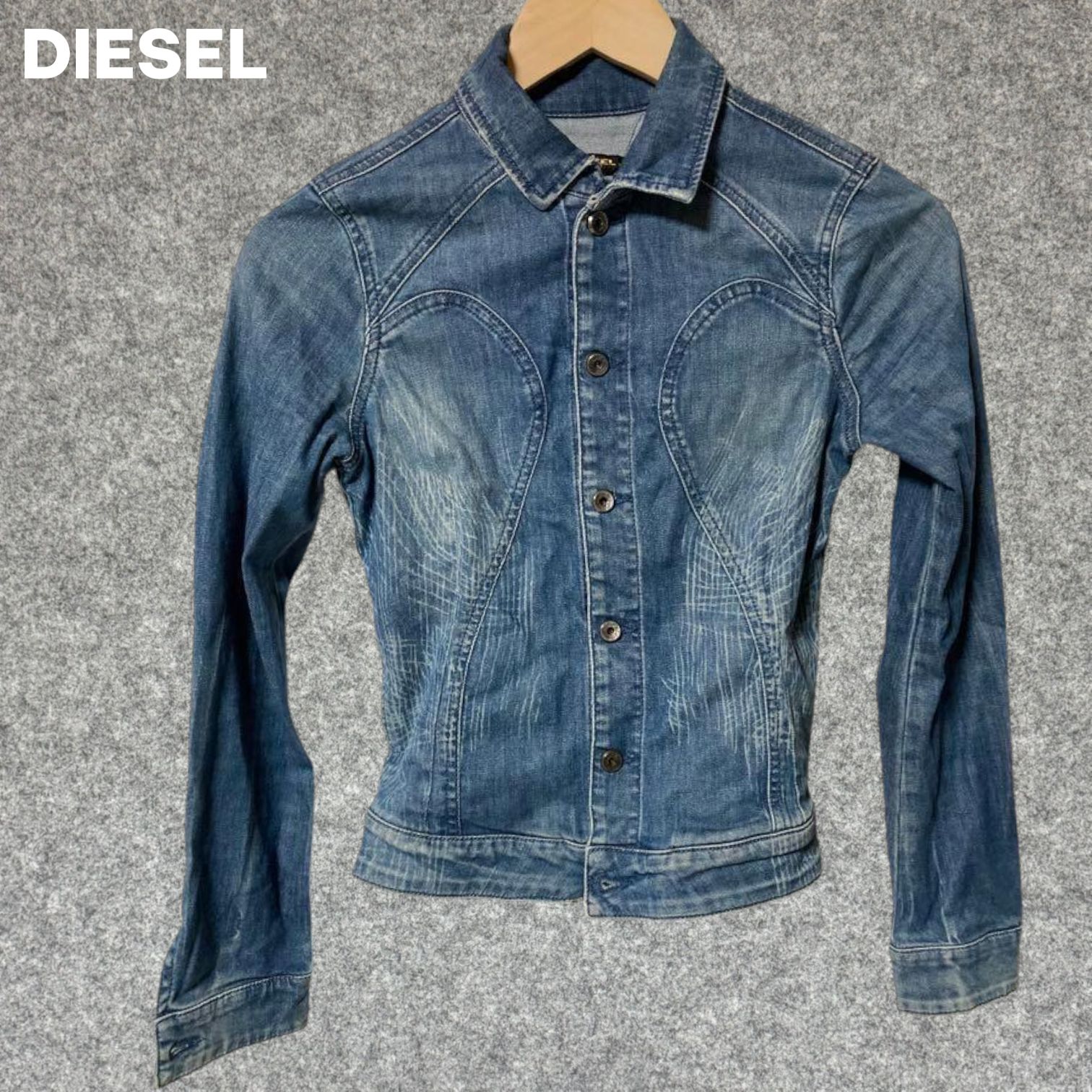 DIESEL ダメージデニムジャケット XS DIESEL ダメージ加工デニムジャケット XXSサイズ - メルカリ