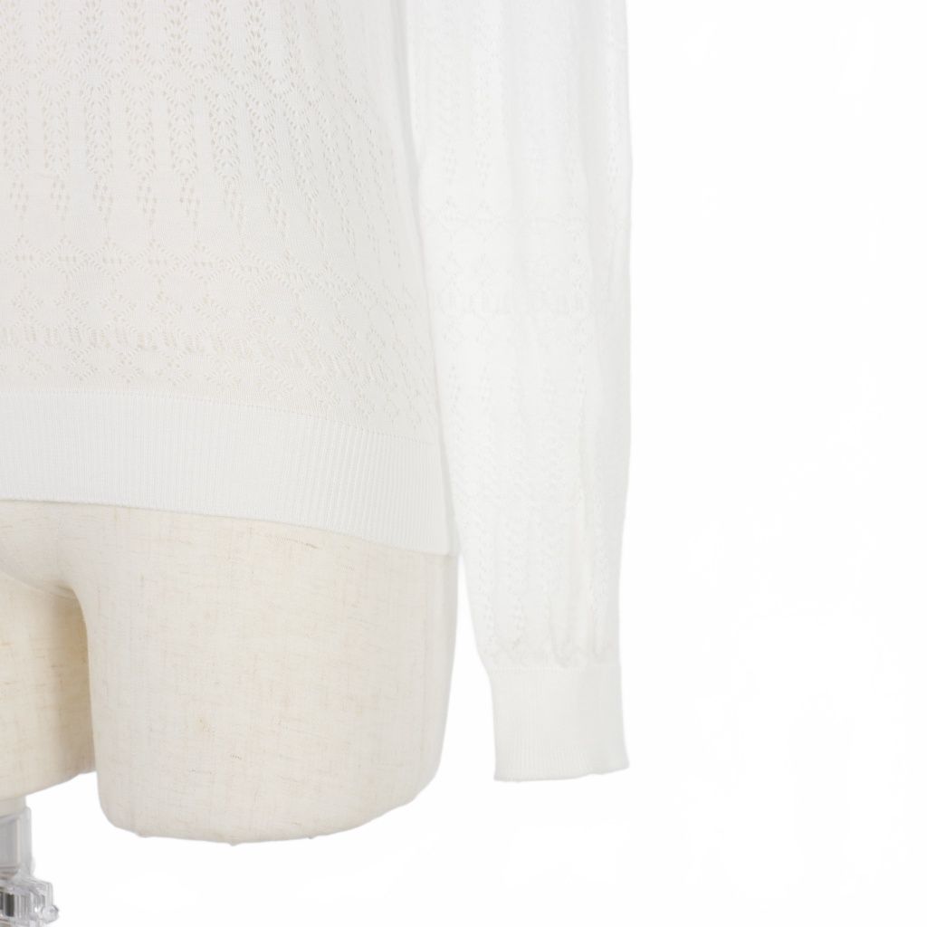 パトゥ PATOU 22SS フリルオープン コットン ニット カットソー レース 長袖 S 白 ホワイト レディース パトゥ PATOU 22SS フリルオープン コットン ニット カットソー