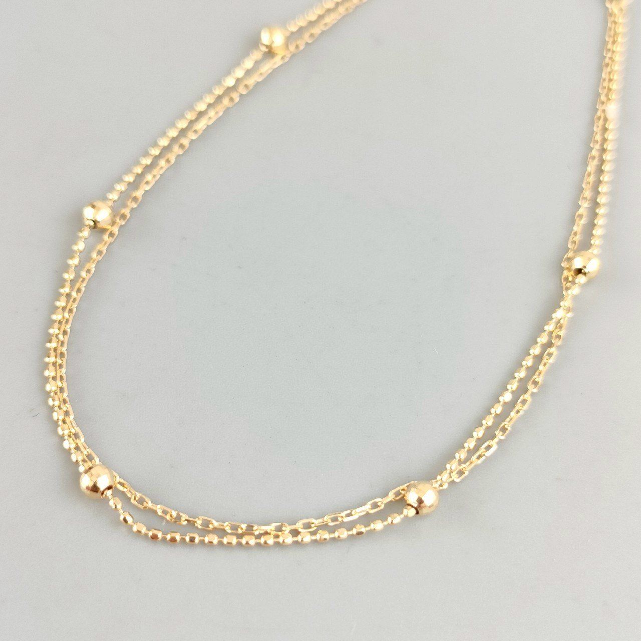 18金 K18 男女兼用 2連デザインブレス 1.17ｇ 18㎝ B935