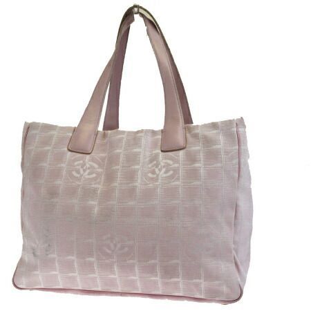 【中古】 シャネル CHANEL ニュートラベルライン トートバッグ ショルダー ハンド ココマーク ピンク ジャカード レザー 01EJ439