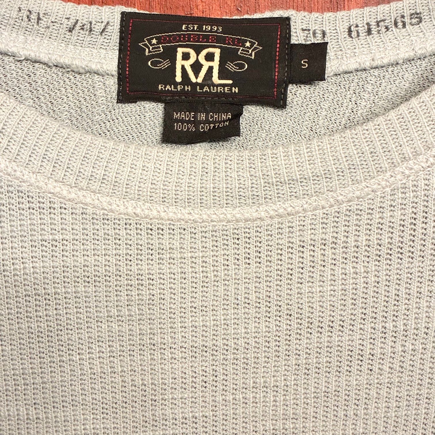 RALPH LAUREN RRL DOUBLE RL 長袖ニットサーマル ブルーグレー Sサイズ