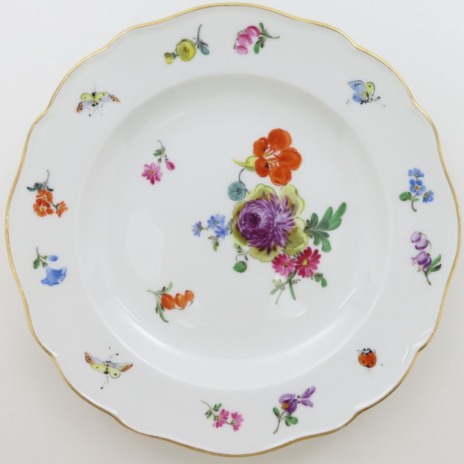 マイセン プレート□ベーシックフラワー ブーケ 四つ花 昆虫 デザート 