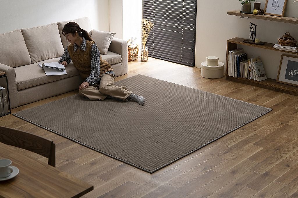 アイリスオーヤマ ラグ カーペット マット リバーシブル ベロア リバーシブルラグ ヘリンボーン×ドットベロア ブラウン K101932F IRIS OHYAMA