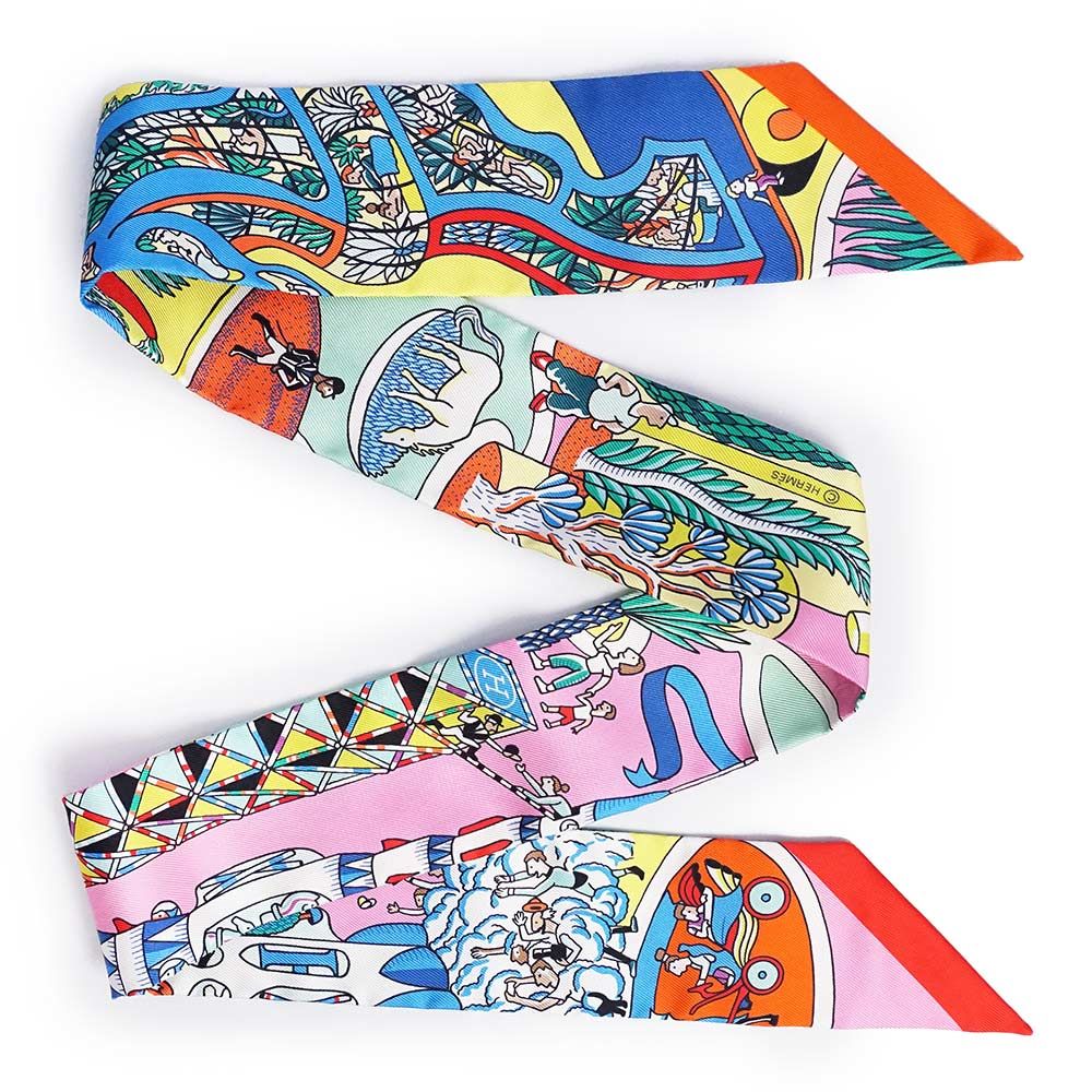 良品✨ エルメス 万国博覧会 ツイリースカーフ マルチカラー 良品✨ エルメス 万国博覧会 ツイリースカーフ マルチカラー