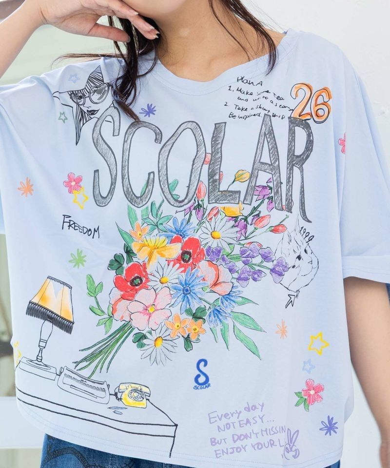ScoLar（スカラー）スカラーロゴ花束柄 接触冷感プルオーバー