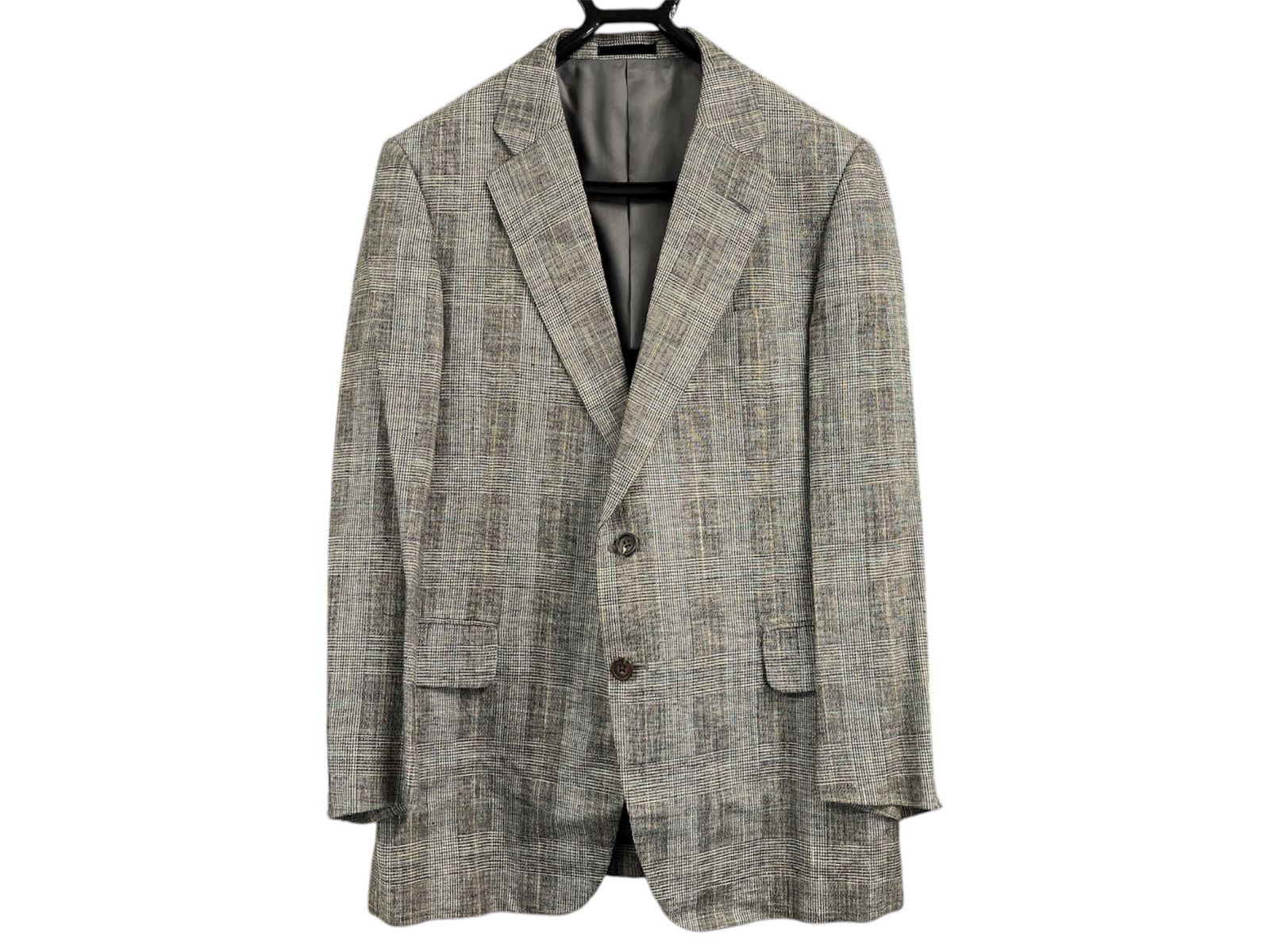 Burberry バーバリー スーツ ジャケット リネンスーツ セットアップ 90s グレンチェック 古着 メンズ ヴィンテージ ブランド品 品