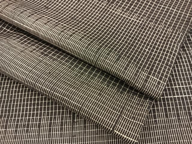 平和屋着物▽上質な紬 単衣 格子柄 黒地 正絹 逸品 BAAQ4918du - メルカリ 