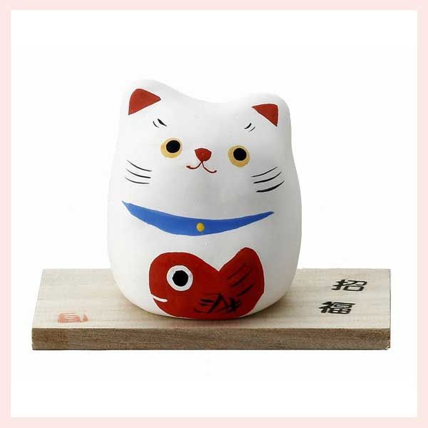 手描き 縁起猫・鯛 K5619 ◎2個目～大幅値引き対象商品 ※陶器