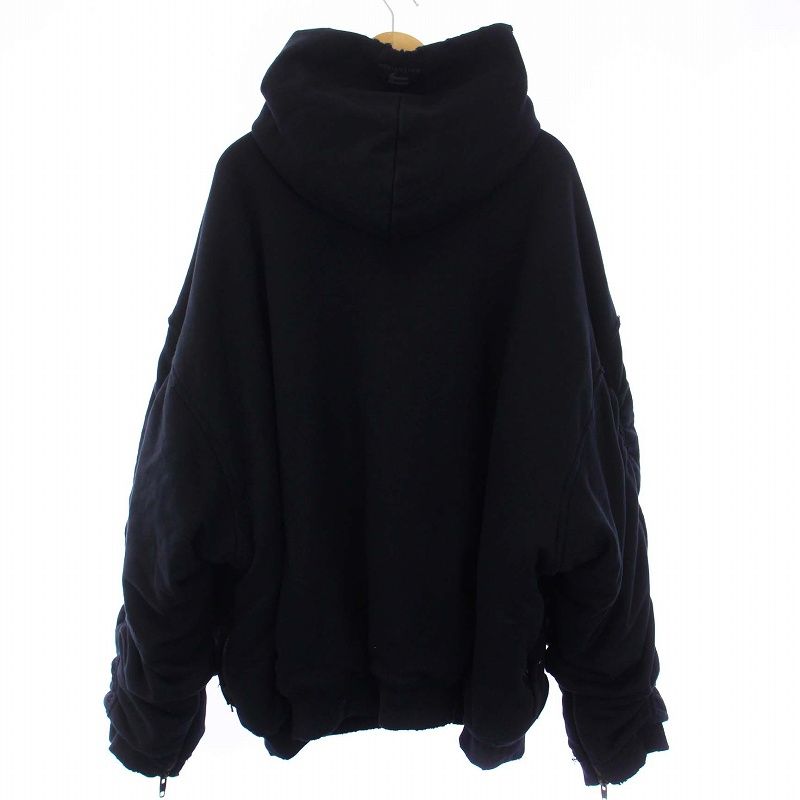 バレンシアガ BALENCIAGA 22AW Oversized Bomber Hooded Jacke オーバーサイズ ボンバーフーテッドジャケット  パーカー スウェット 中綿 ジップアップ 裏地フリース ダメージ加工 S 黒 ブラック 720497 - メルカリ