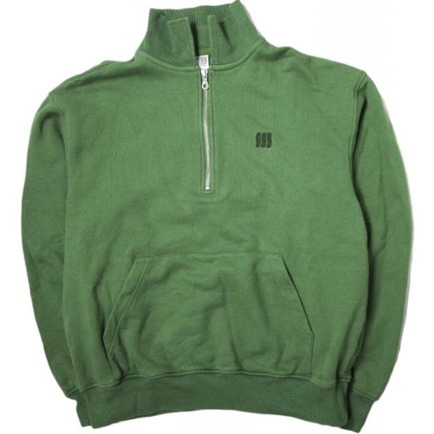 COMFORTABLE REASON コンフォータブルリーズン 21AW 日本製 OP Neck Team Sweat ハーフジップスウェット L グリーン トレーナー オープンネック チーム プルオーバー トップス g14923
