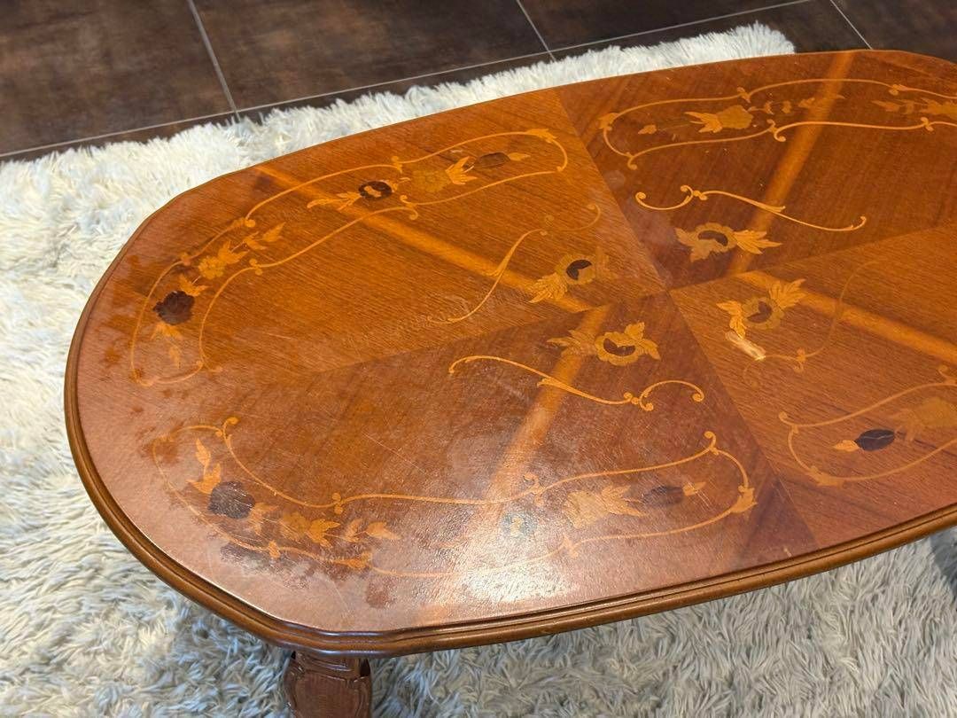 サイドテーブル レトロ ローテーブル センターテーブル 象嵌