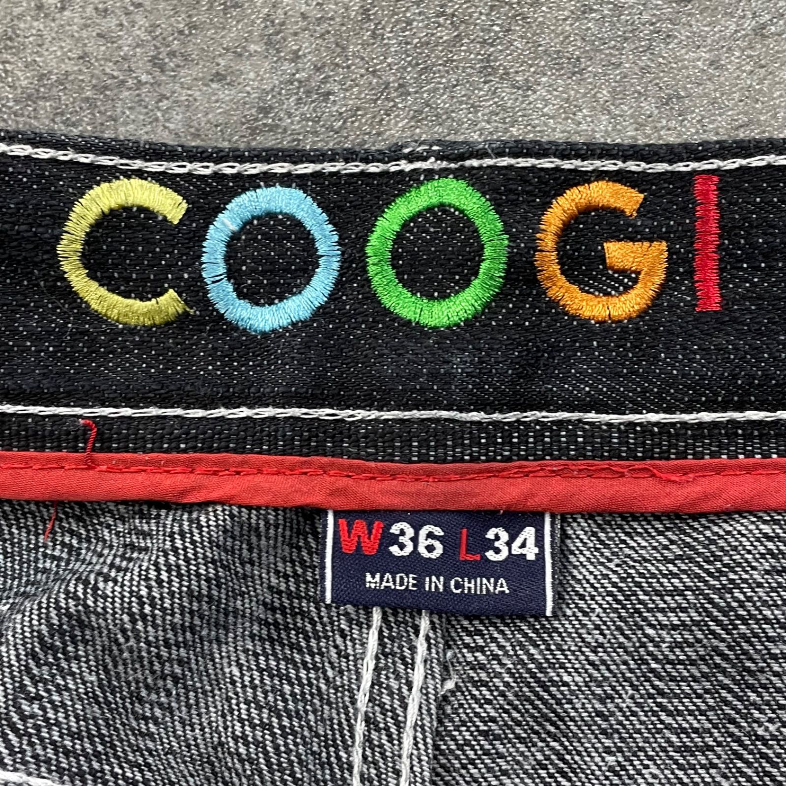 O1 y2k archive Coogi Baggy Black Jeans Denim Hip-Hop B-BOY