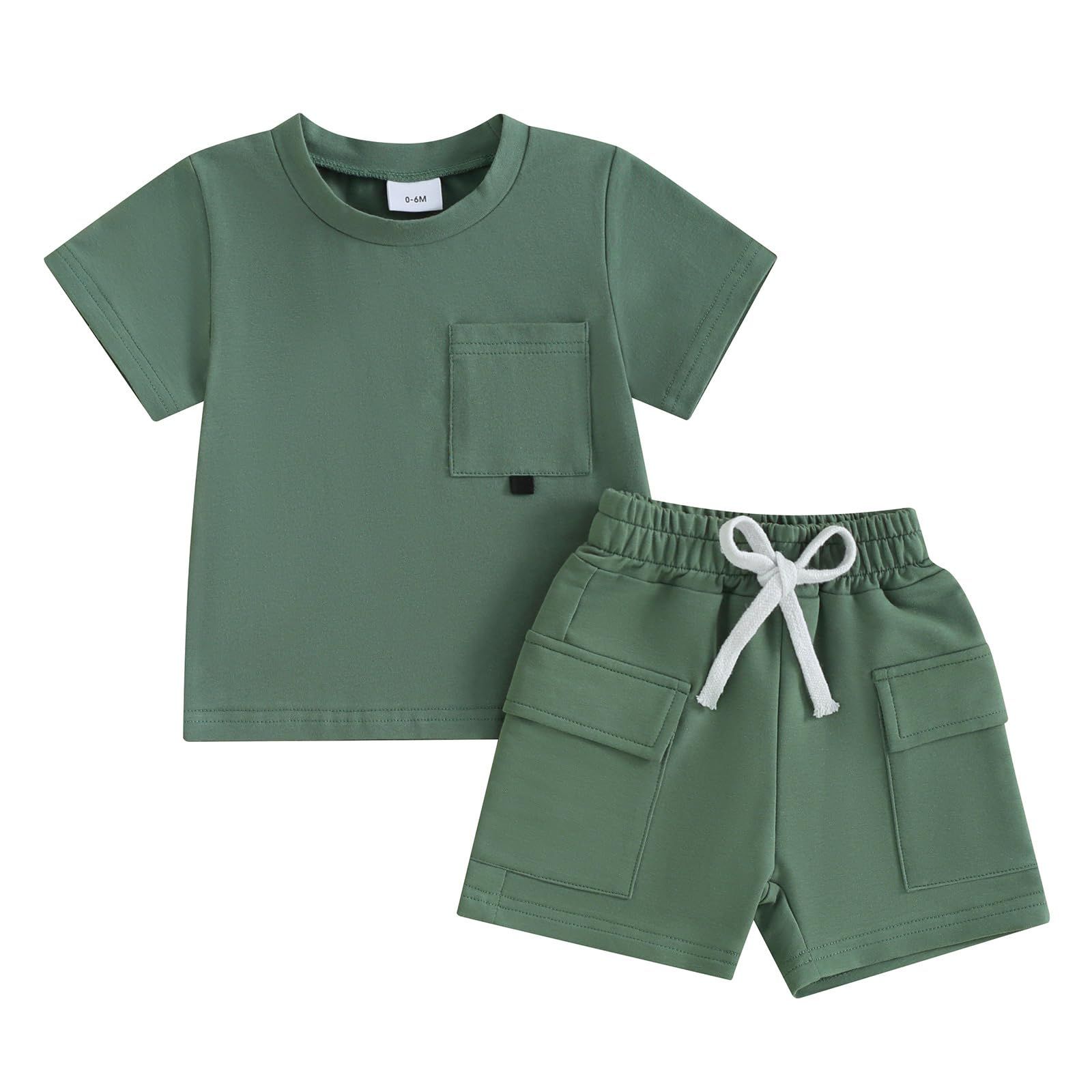 【迅速発送】Volunboy ベビー服 男の子 セットアップ 夏 子供服 半袖 tシャツ ショートパンツ 上下セット 無地 配色 切り替え カジュアル 普段着 ルームウェア パジャマ