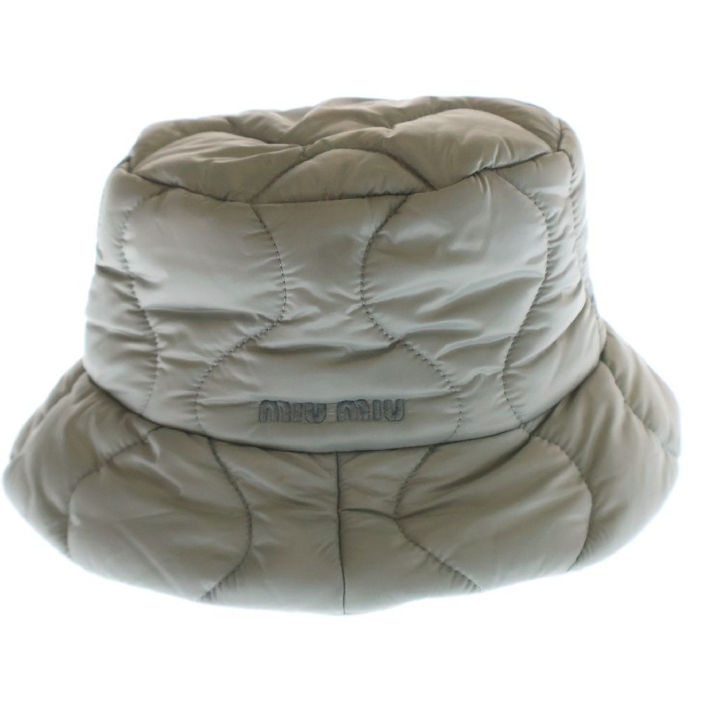 miumiu ミュウミュウ 21AW Bucket Hat ロゴ刺繍ナイロンバケットハット グレー レディース 5HC196 2DQI