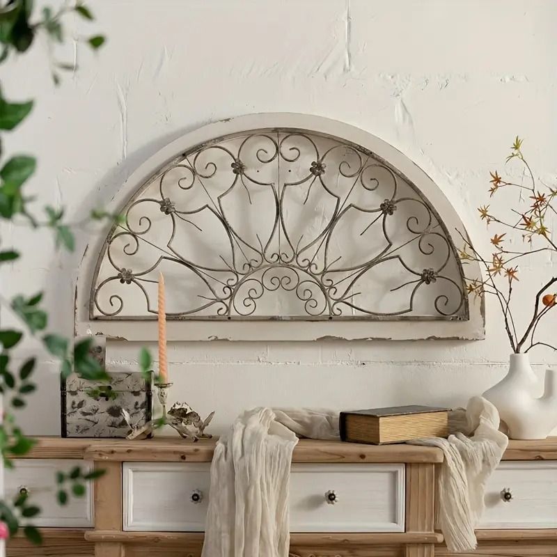 ウォールデコ 壁飾り メタル ウォールアート アーチ型 装飾 アンティーク 壁掛けインテリア おしゃれ ヴィンテージ ナチュラル カフェ風 飾り ヨーロピアン フレンチカントリー デコレーション 玄関 リビング