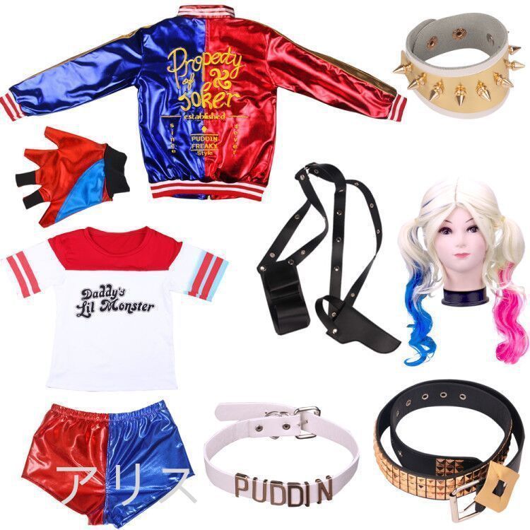 ハーレイクインコスプレ 11点セットジョーカー コスプレウィッグ