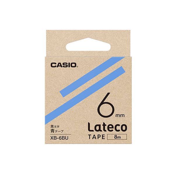 カシオ計算機 Lateco 詰め替え用テープ 6mm 青テープ 黒文字 XB-6BUX5