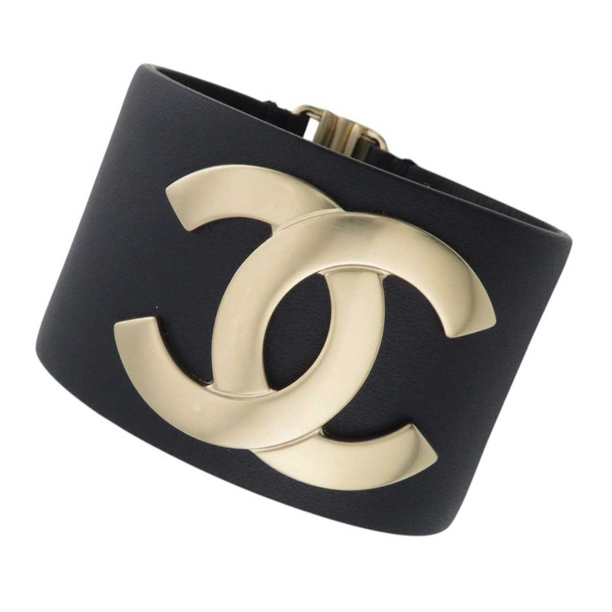 シャネル ココマーク レザー ブレスレット レザー GP ユニセックス ネイビー CHANEL アパレル 小物