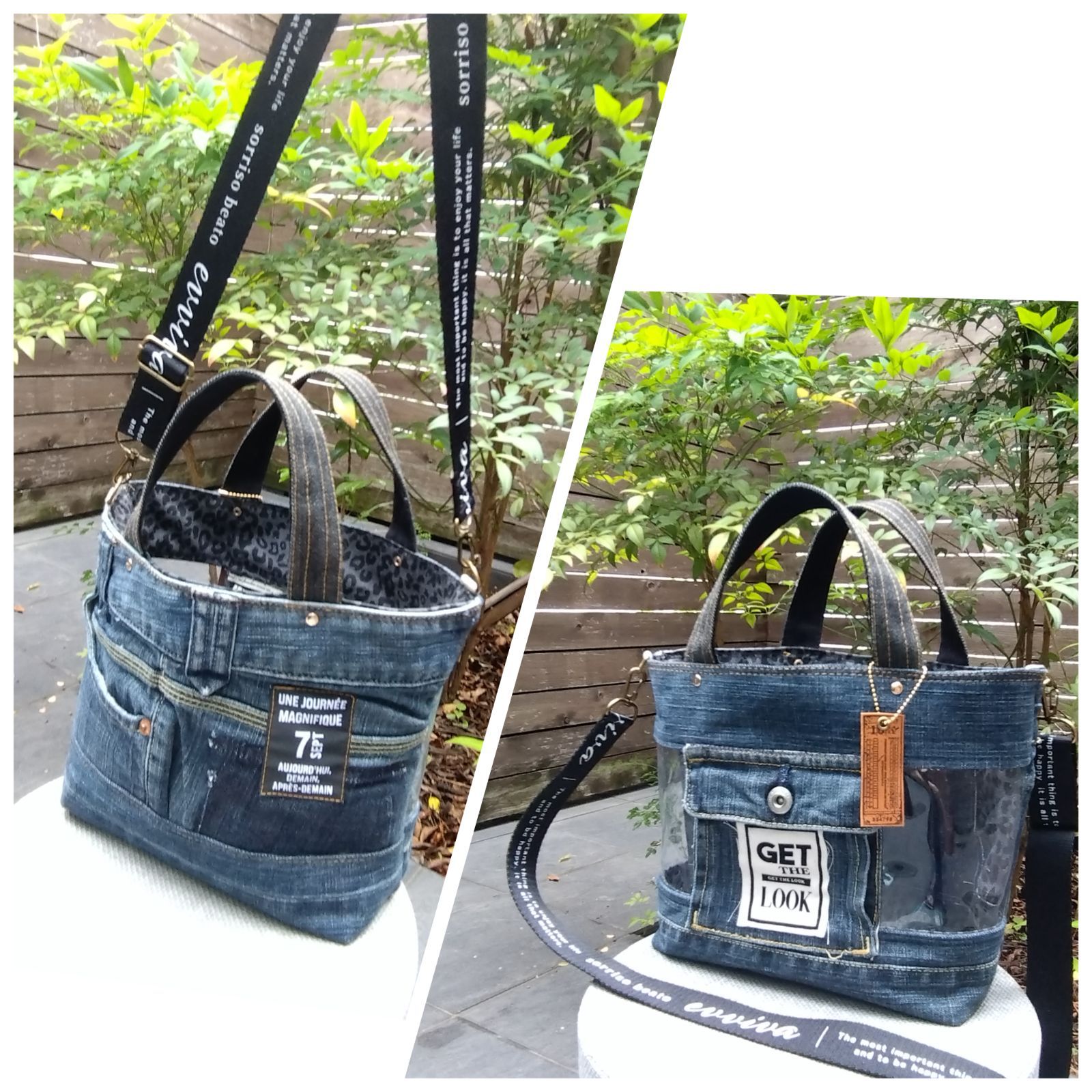 №741【DENIM✖️PVC CLEAR Leopard TOTE BAG❤️】両面可愛い