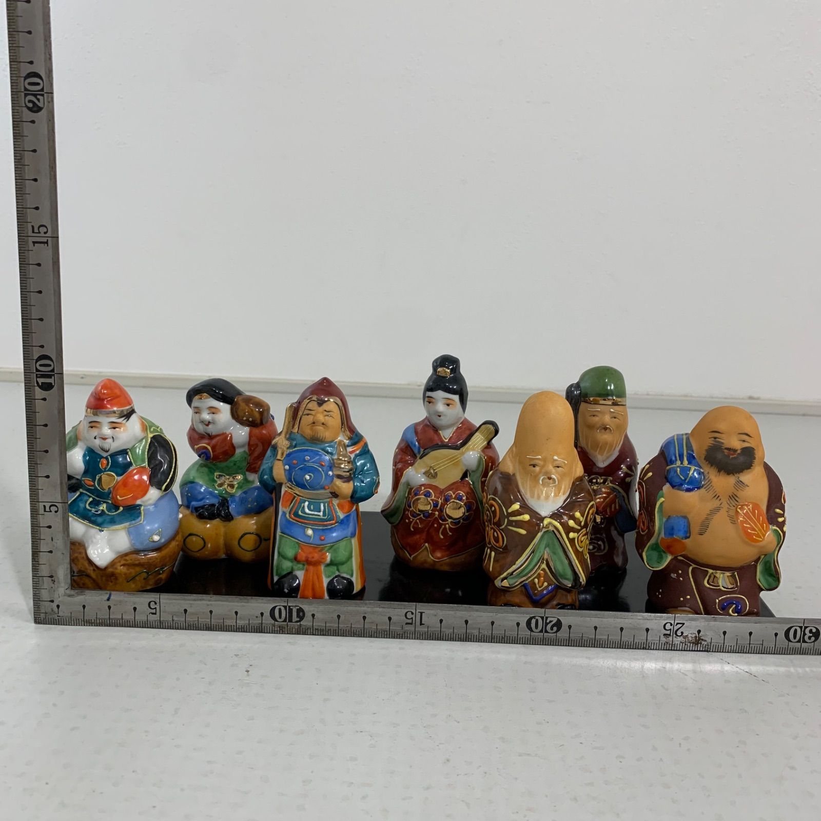 当時物 九谷焼 七福神 ミニサイズ 陶器製 恵比寿 大黒天 布袋尊 福禄寿