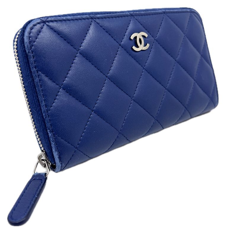 CHANEL シャネル ミディアムウォレット 財布 ブルー ラムスキン シルバー カード入れ 札入れ 小銭入れ コインケース 小物 レザーグッズ  レディース メンズ ユニセックス - メルカリ