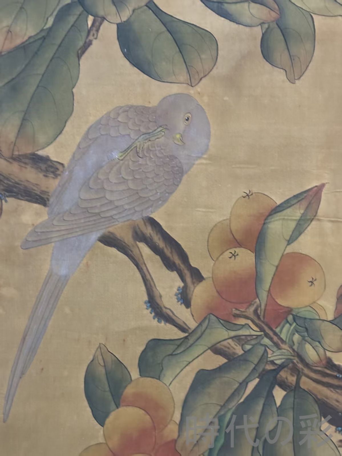 中国古美術 清代 絹本手描き 黄筌 花鳥図 三尺 牙軸 手絵花鳥図 肉筆