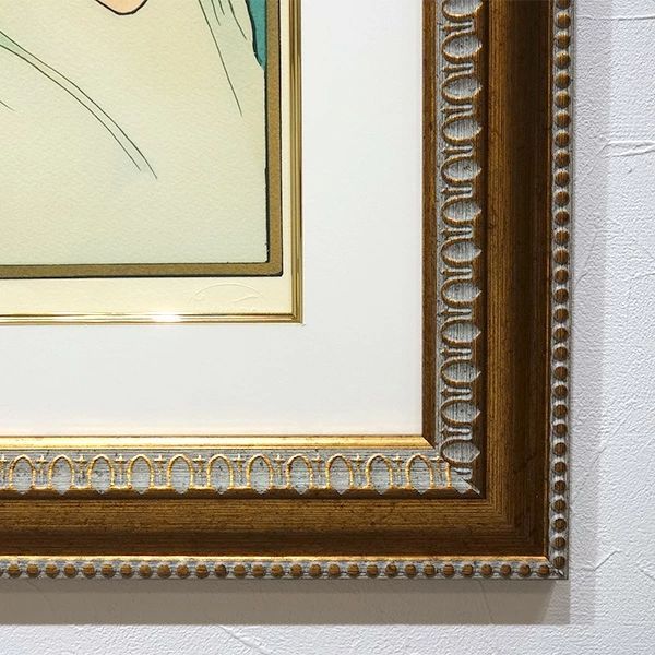 アルフォンス・ミュシャ 羽根ペン リトグラフ 絵画 額縁 大型 美術品