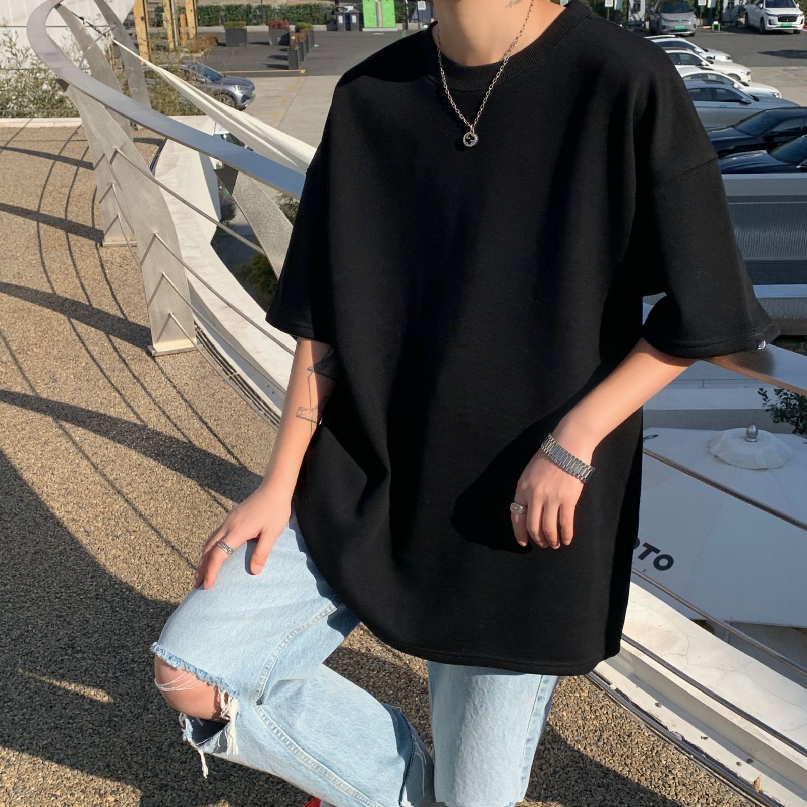 ビッグTシャツ 半袖 メンズ oversize クルーネック Tシャツ
