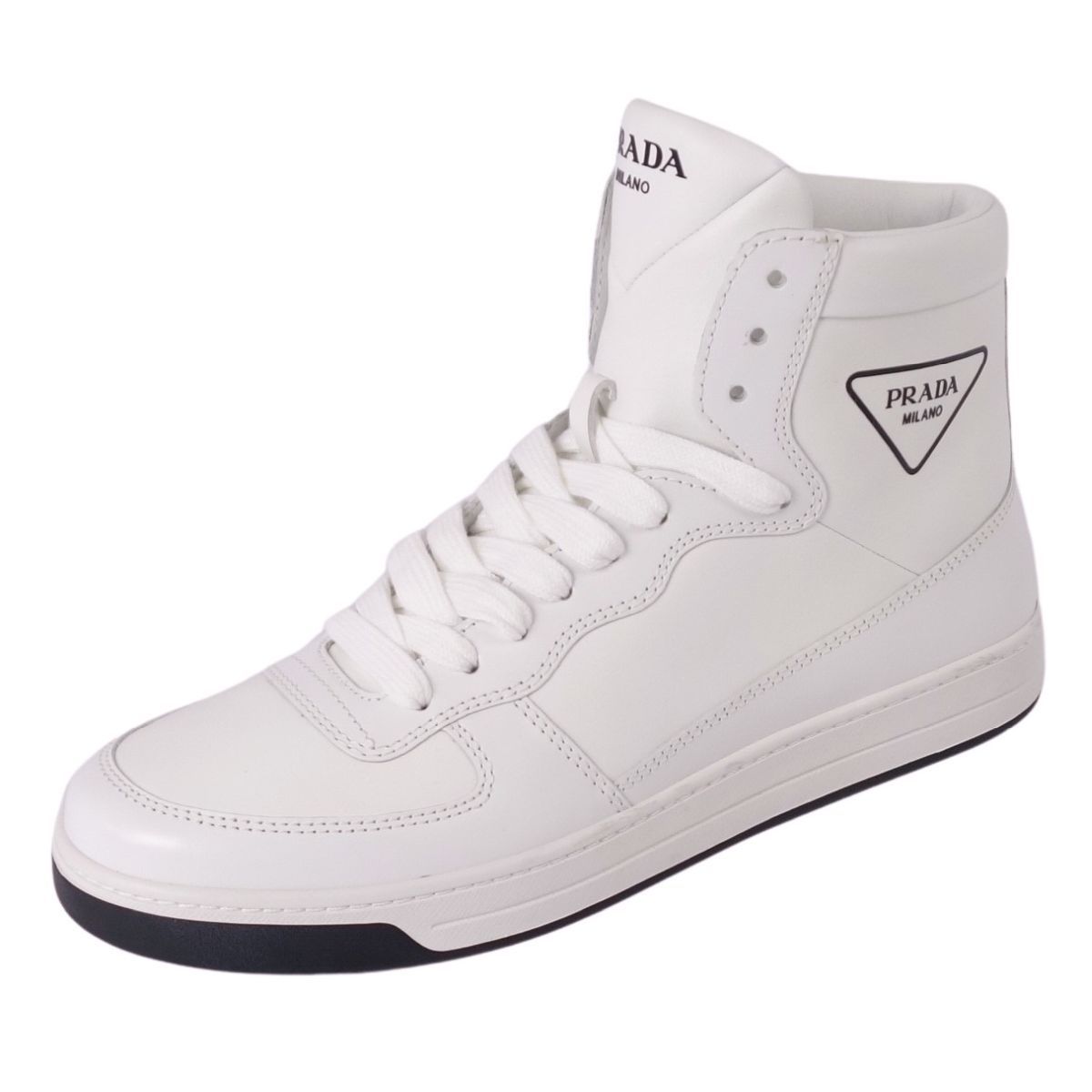 未使用 プラダ PRADA スニーカー ハイカット トライアングル ロゴ 