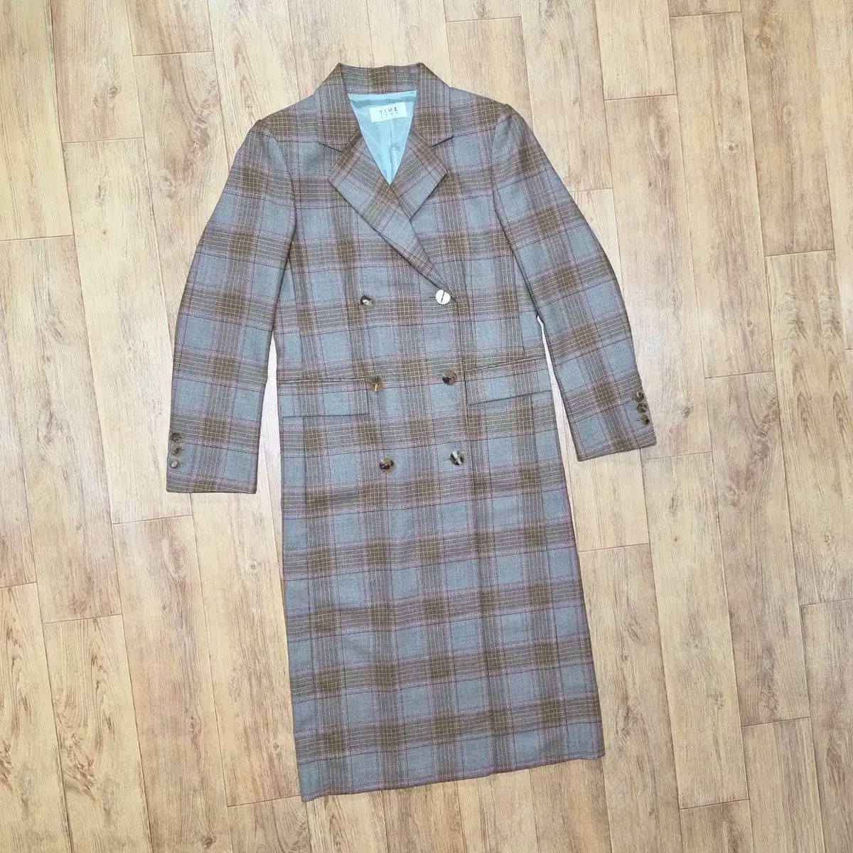 時間 TIME ベルト付き チェックコート 55 ー 66