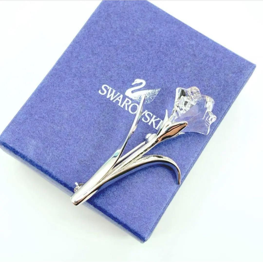 極美品 SWAROVSKI スワロフスキー シルバー ブローチ フラワー