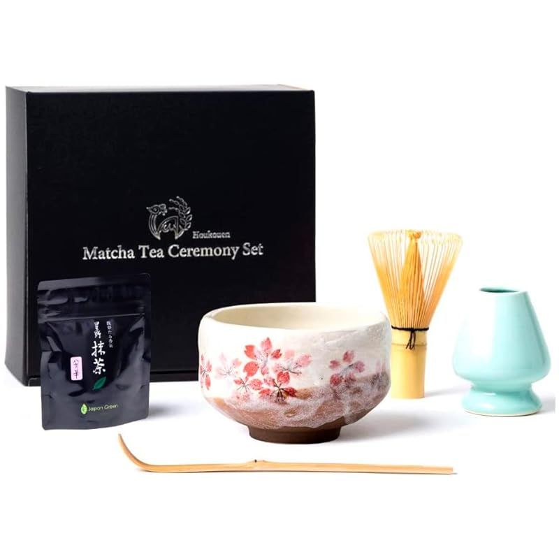 芳香園 茶道具 お抹茶6点セット 抹茶20g 抹茶茶碗 茶筅 茶筅くせ直し 茶杓 抹茶の点て方説明書 小茶碗 平安桜 0