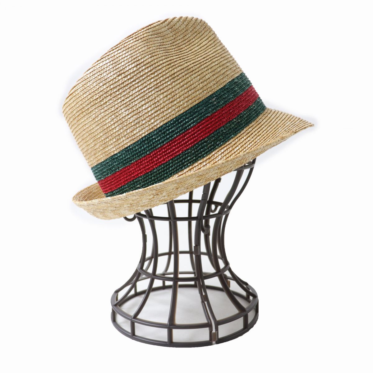 極美品✨GUCCI グッチ　ストローハット　麦わら帽子　リボン　ロゴ刺繍　正規品 GUCCI/グッチ】 434760 ストローハット/麦わら帽子 ウェブ
