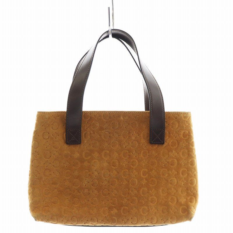 セリーヌ CELINE Cマカダム トートバッグ ハンドバッグ スエード 茶 