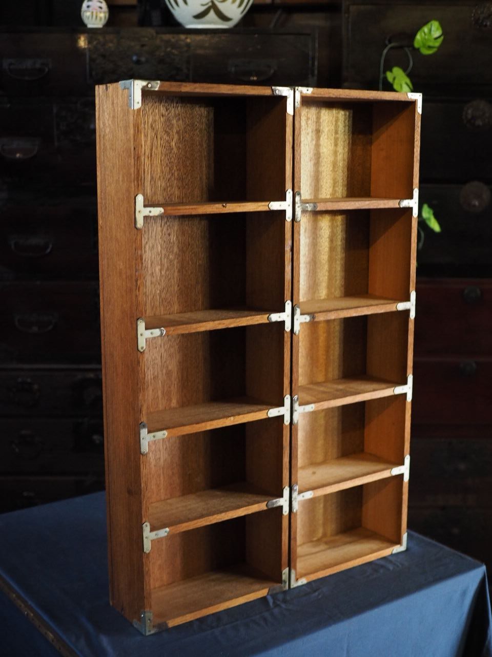 頑丈ラワン材の小型棚2台セット 昭和後期