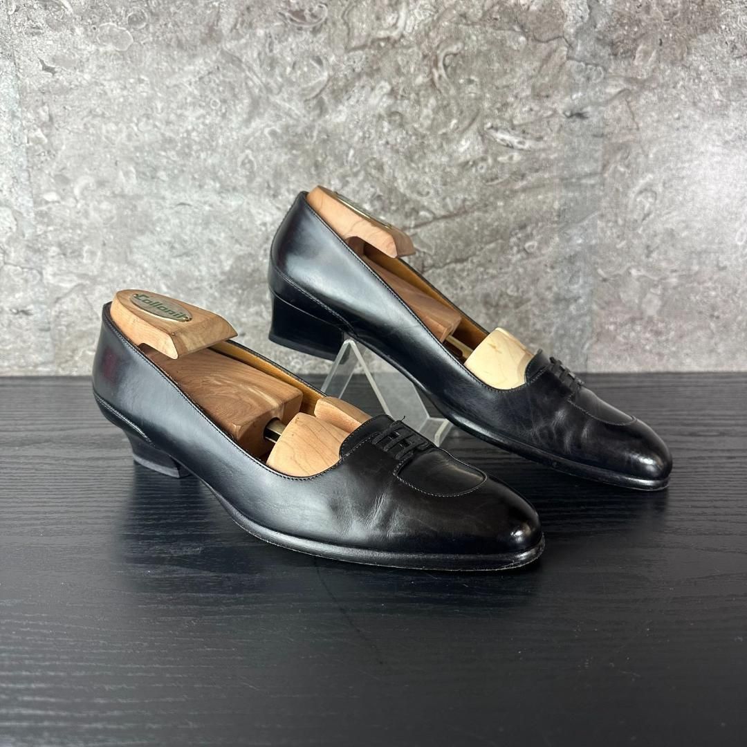 HIROFU ブラック ローファー 中ヒールパンプス S115 美品 HIROFU ヒロフ ローファー ローヒールパンプス 黒