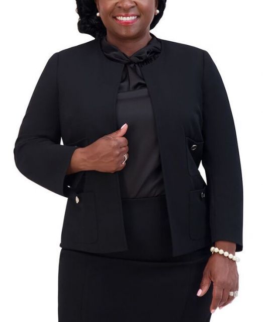 【送料無料】 カスパール レディース ジャケット・ブルゾン ブレザー アウター Women's Open-Front Round-Neck Blazer Black