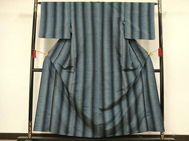 平和屋着物▽上質な小紋 単衣 千鳥格子 黒地 正絹 逸品 AAAV2840fy